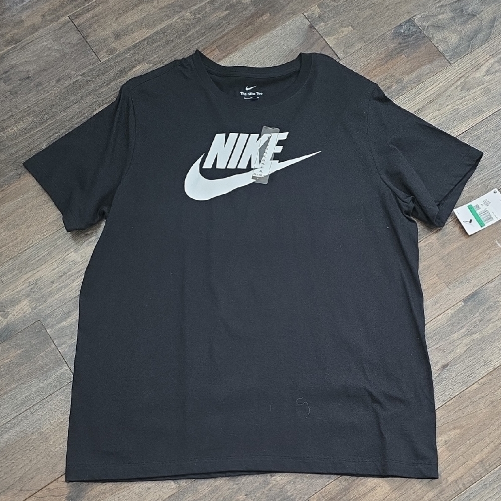 Nike Men's Black Tee with White Logo